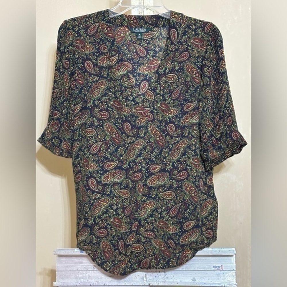 Lauren Ralph Lauren Paisley Blouse Women’s M Preppy Heritage Old Money Cottageco